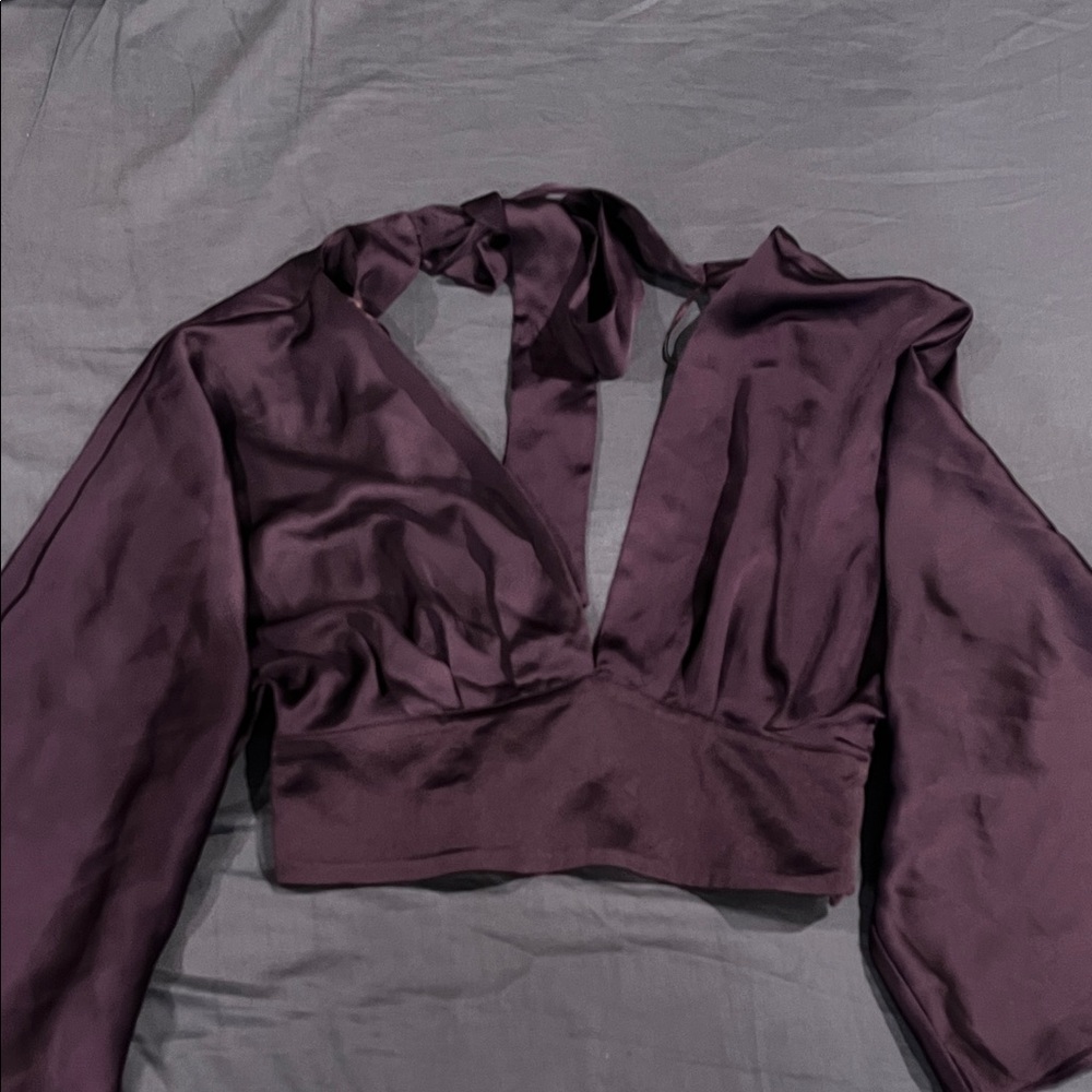 Zara Deep Purple Satin Blouse